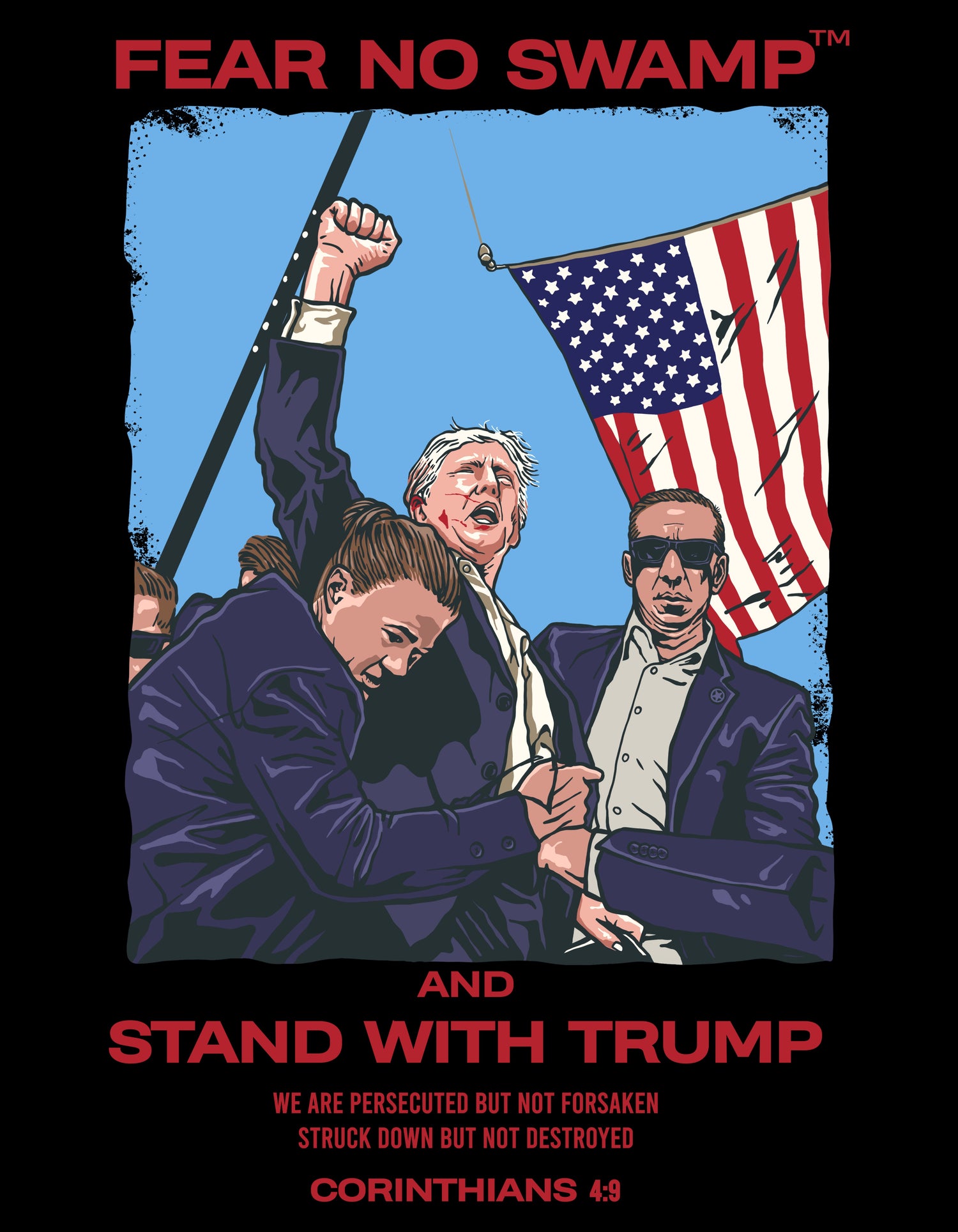 Fear No Swamp™ and Stand With Trump collector's edition postcard